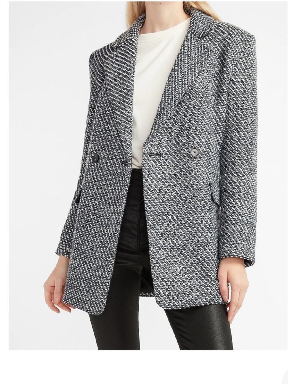 Express Metallic Tweed Double Breasted Blazer Coat Size M